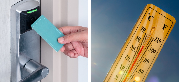 hotel key and thermometer picture