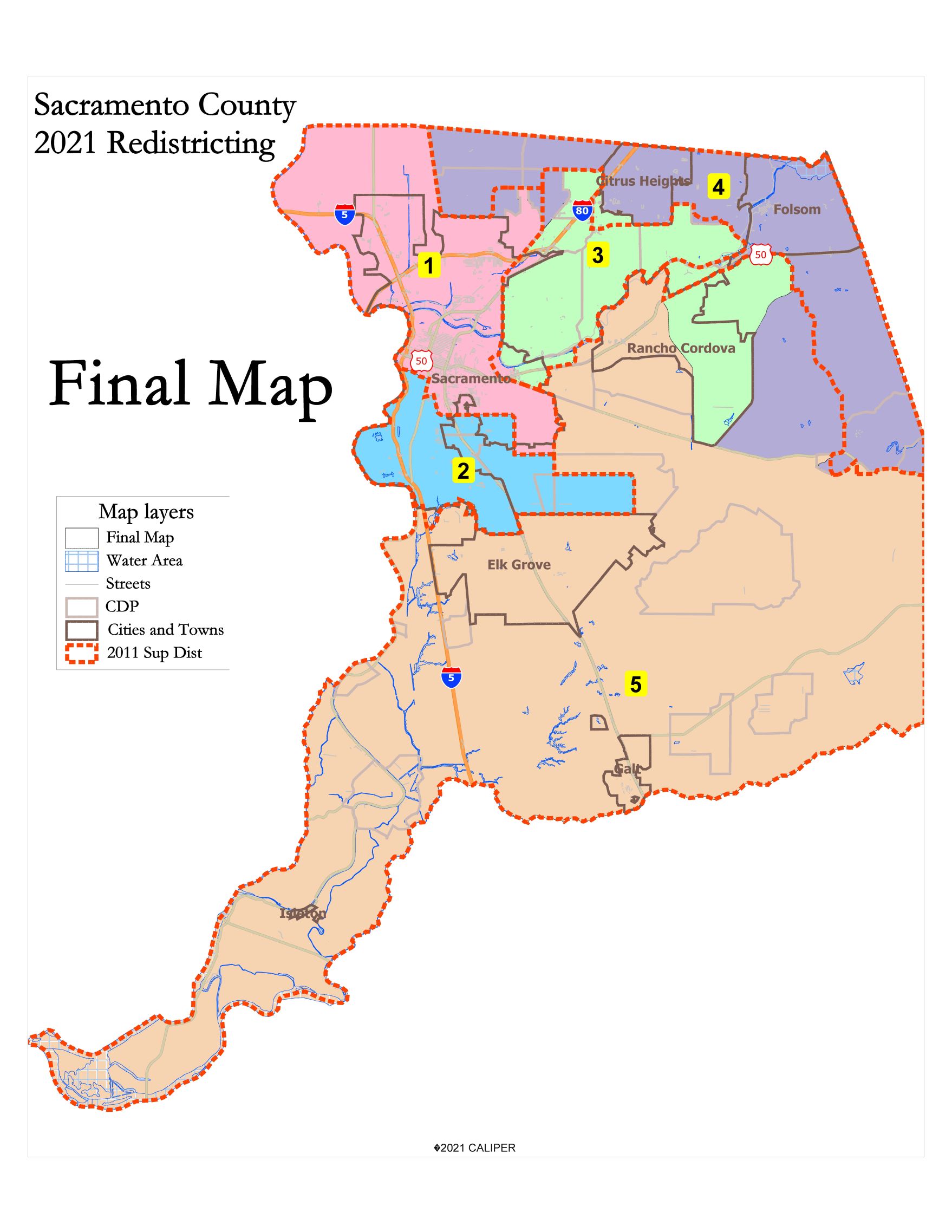 Sacramento County final redistricting map